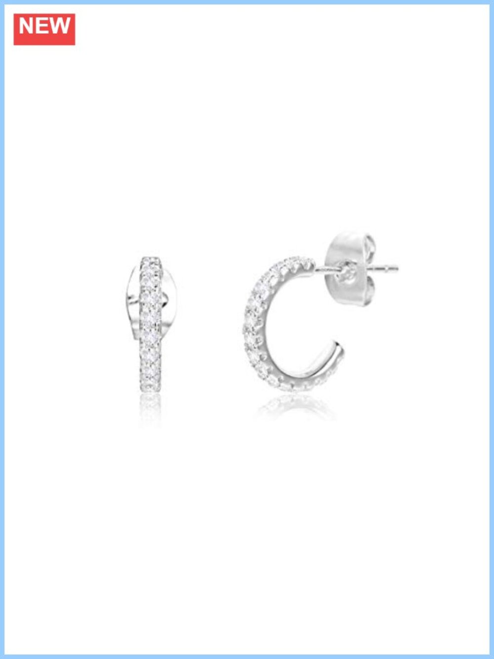 Small Silver Plated Cubic Zirconia Hoop Earrings for Women